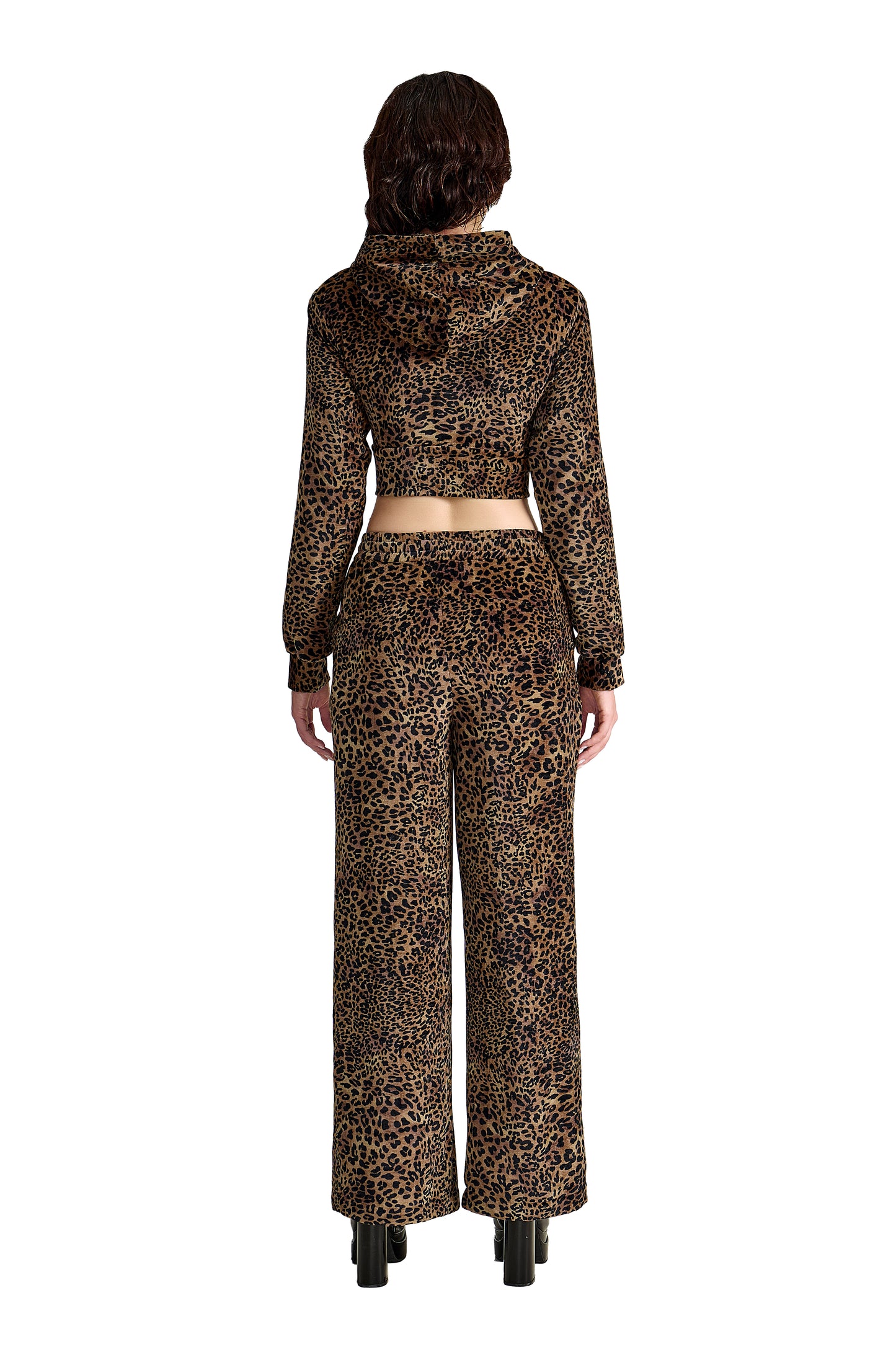 Leopard Velour Pants | Premium Leopard Print Luxury Wide-Leg