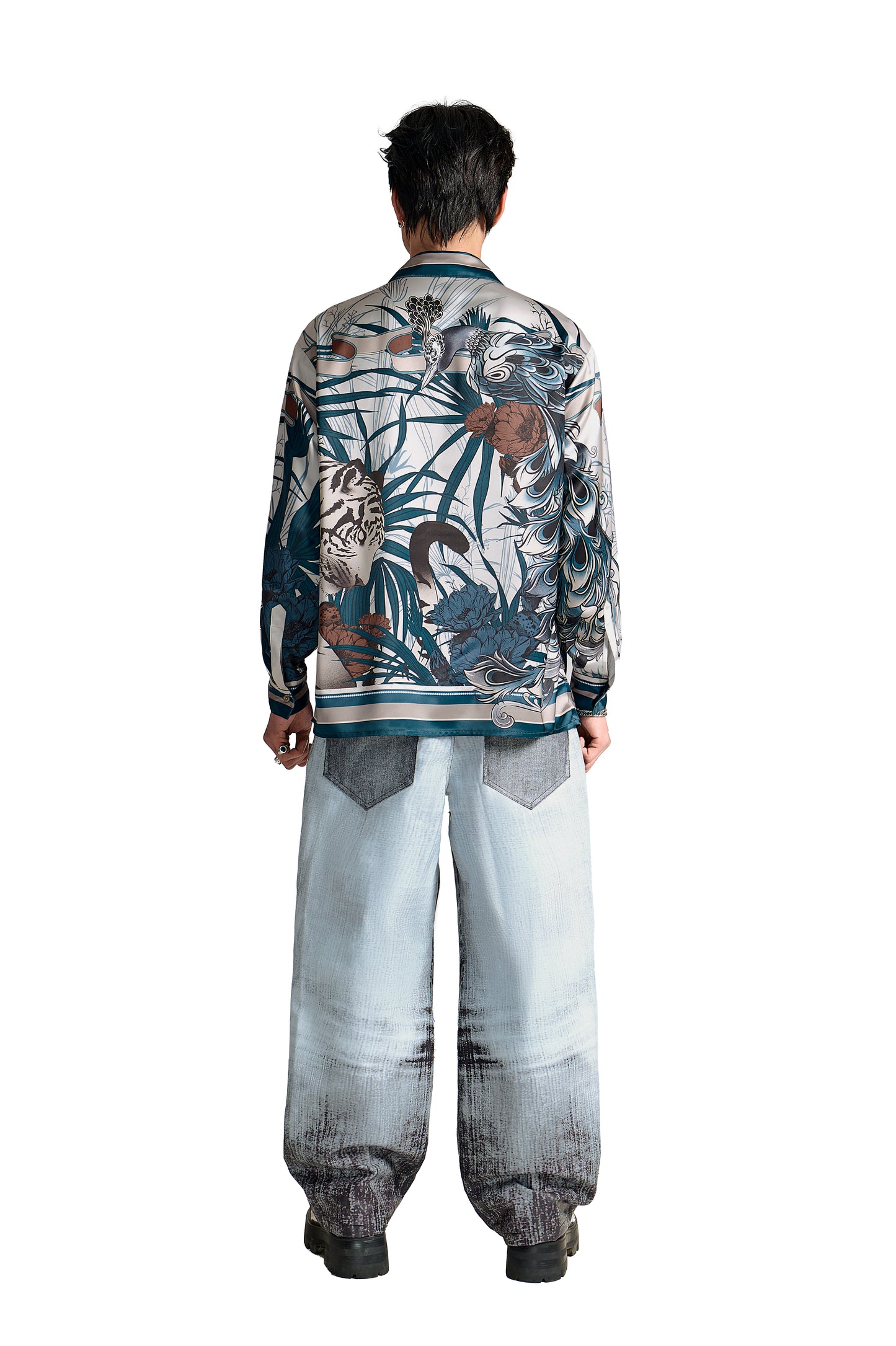 The Jade Veil Tapestry Silk Shirt | Premium Silk Relaxed Vintage