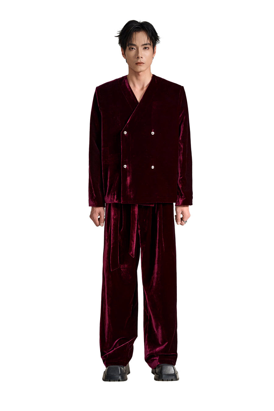 The Carmine Crush Velvet Blazer | Premium Velvet Structured Statement