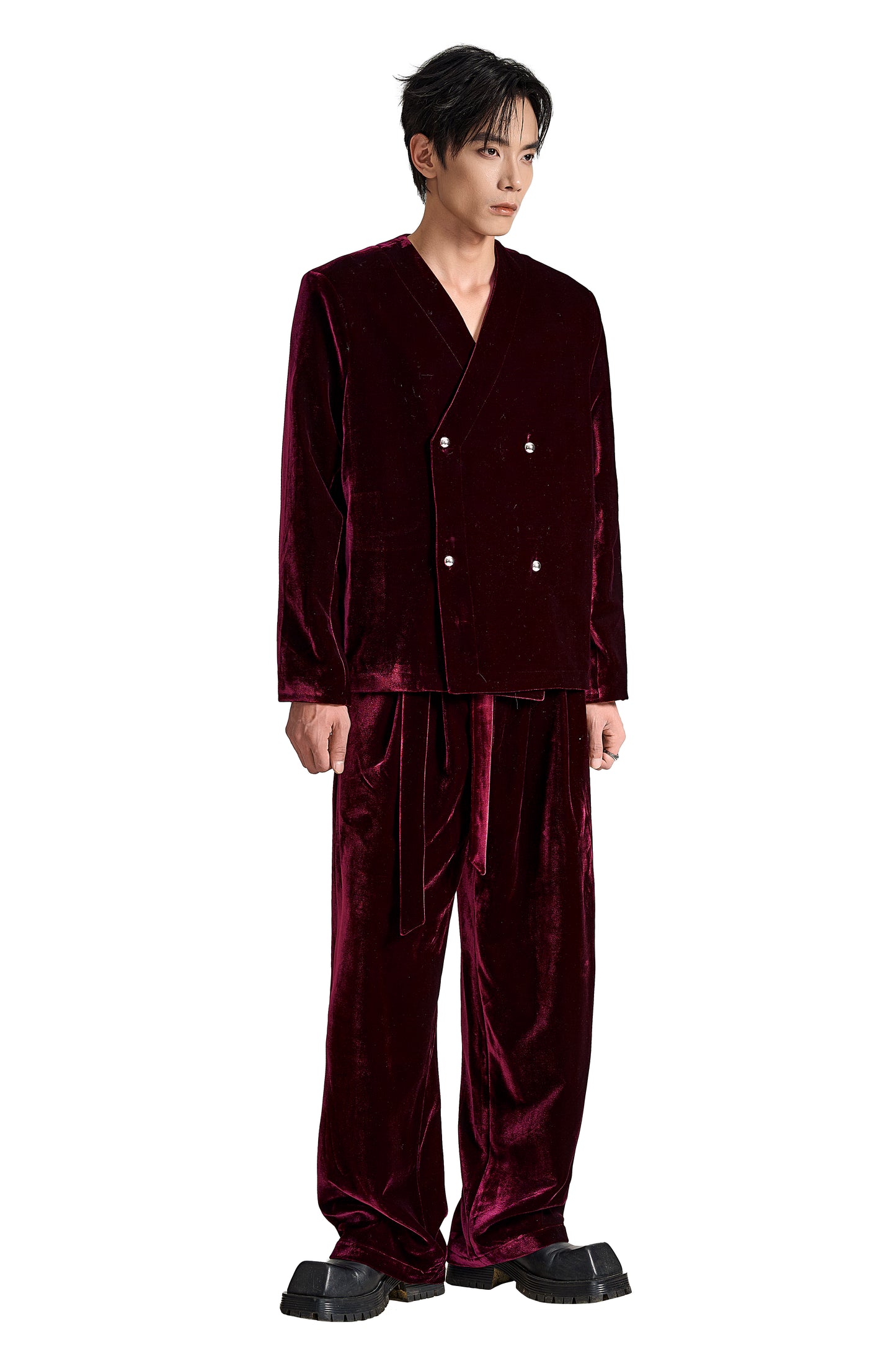 The Carmine Crush Velvet Blazer | Premium Velvet Structured Statement