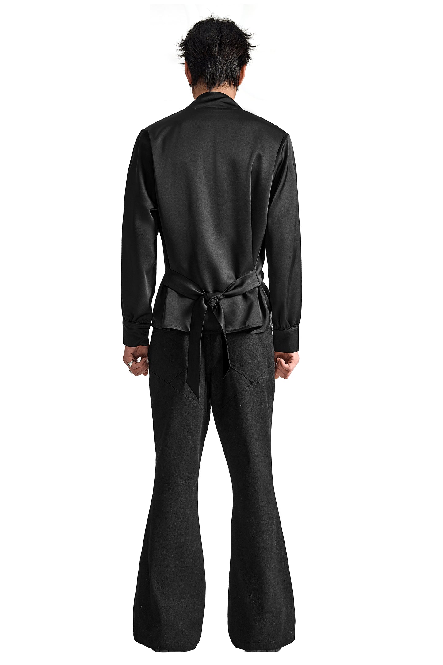 The Platinum Vault Silk Shirt | Shawl Collar Wrap Elegant Adjustable Fit