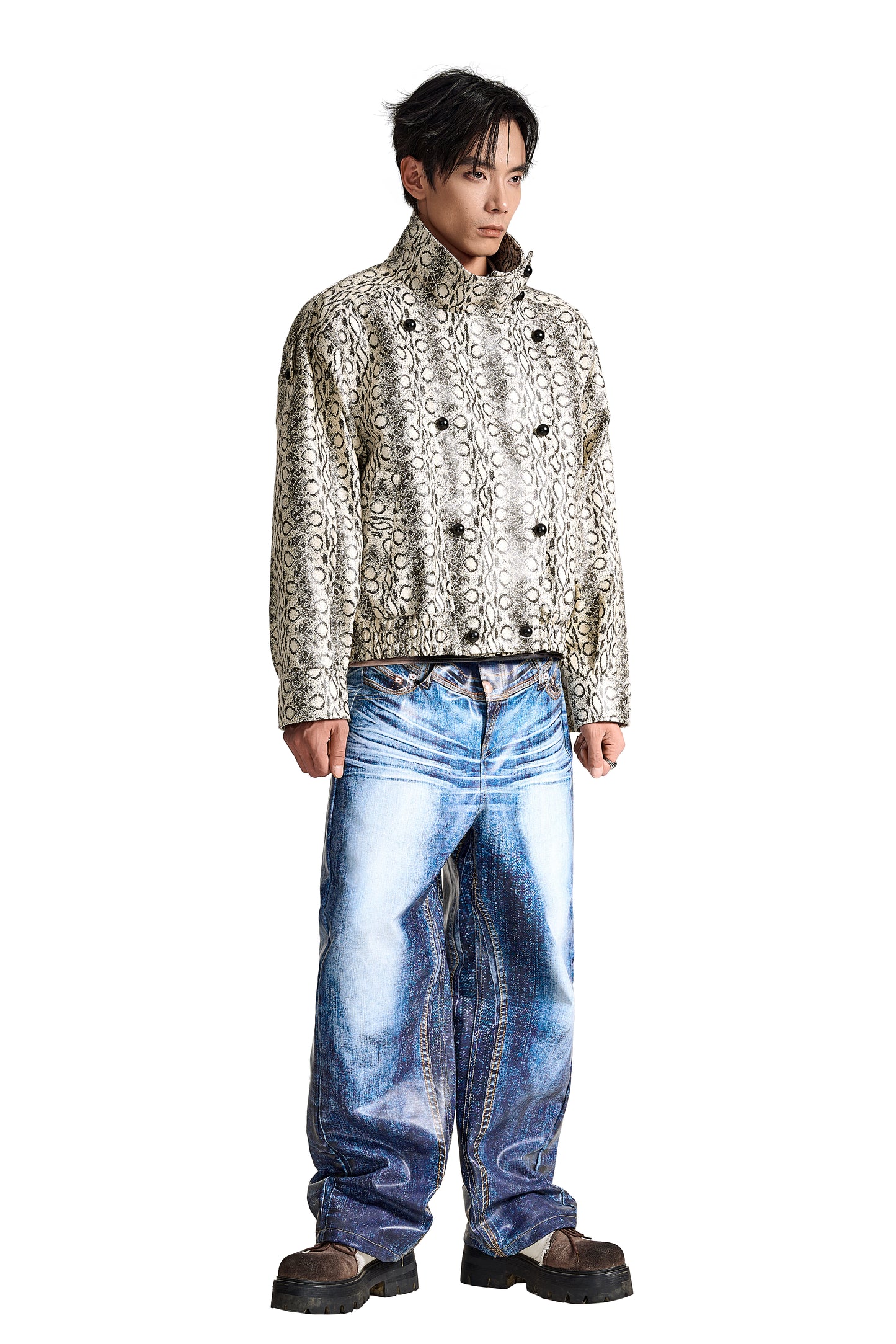 The Viper Commander Faux Leather Jacket | Snake Print Structured Streetwear