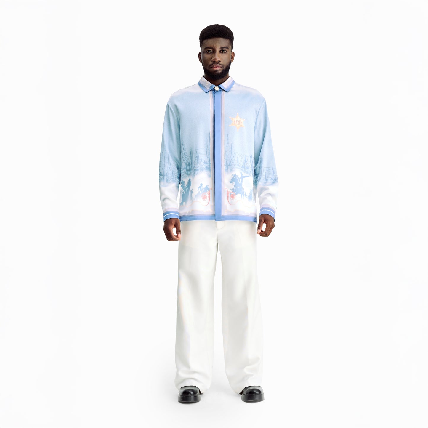 Bit Of Blue Long-Sleeved Silk Shirt