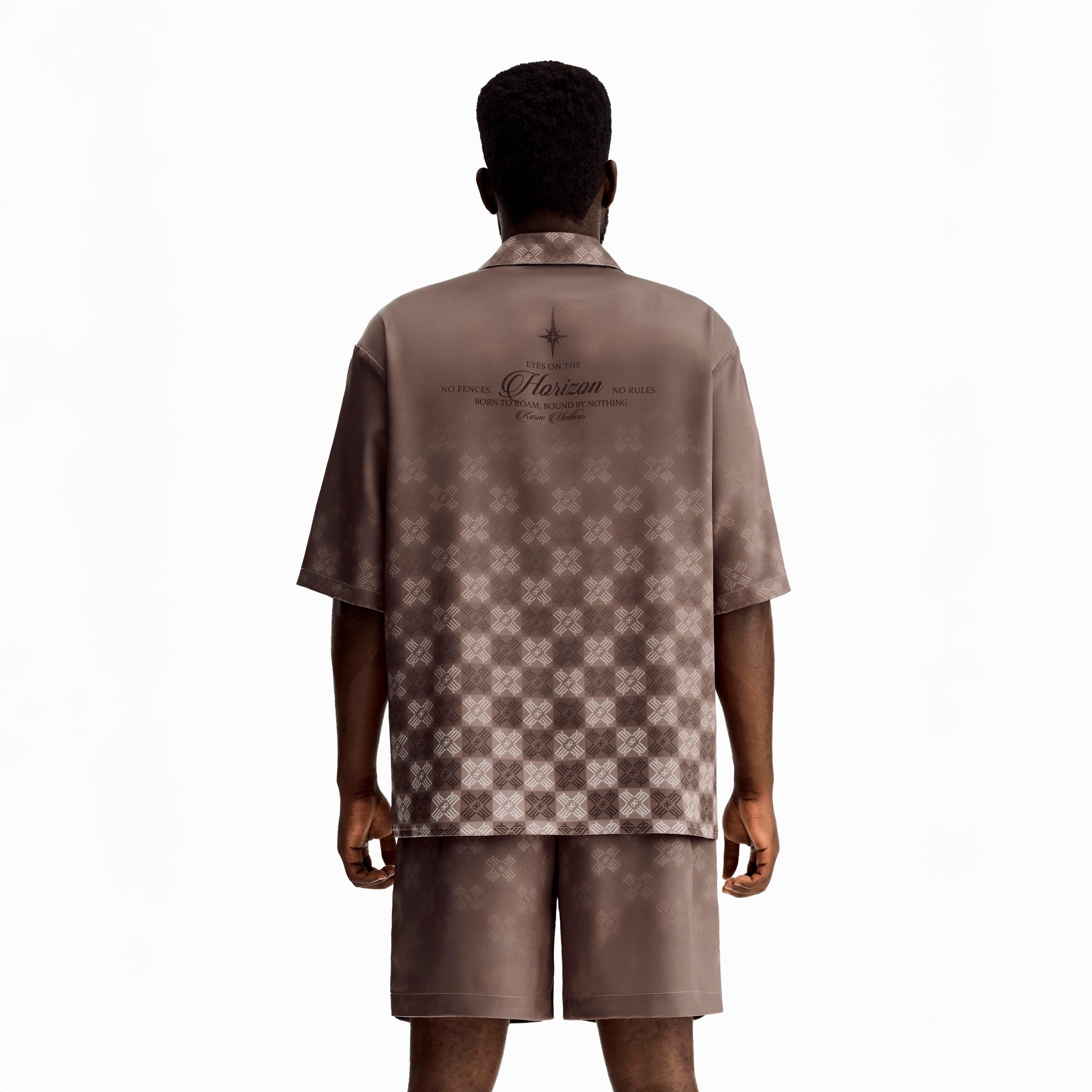 稀少 though of others law silk shirt Clay Horizon Silk Shirt | Printed Silk Short-Sleeve Luxury Blurred
