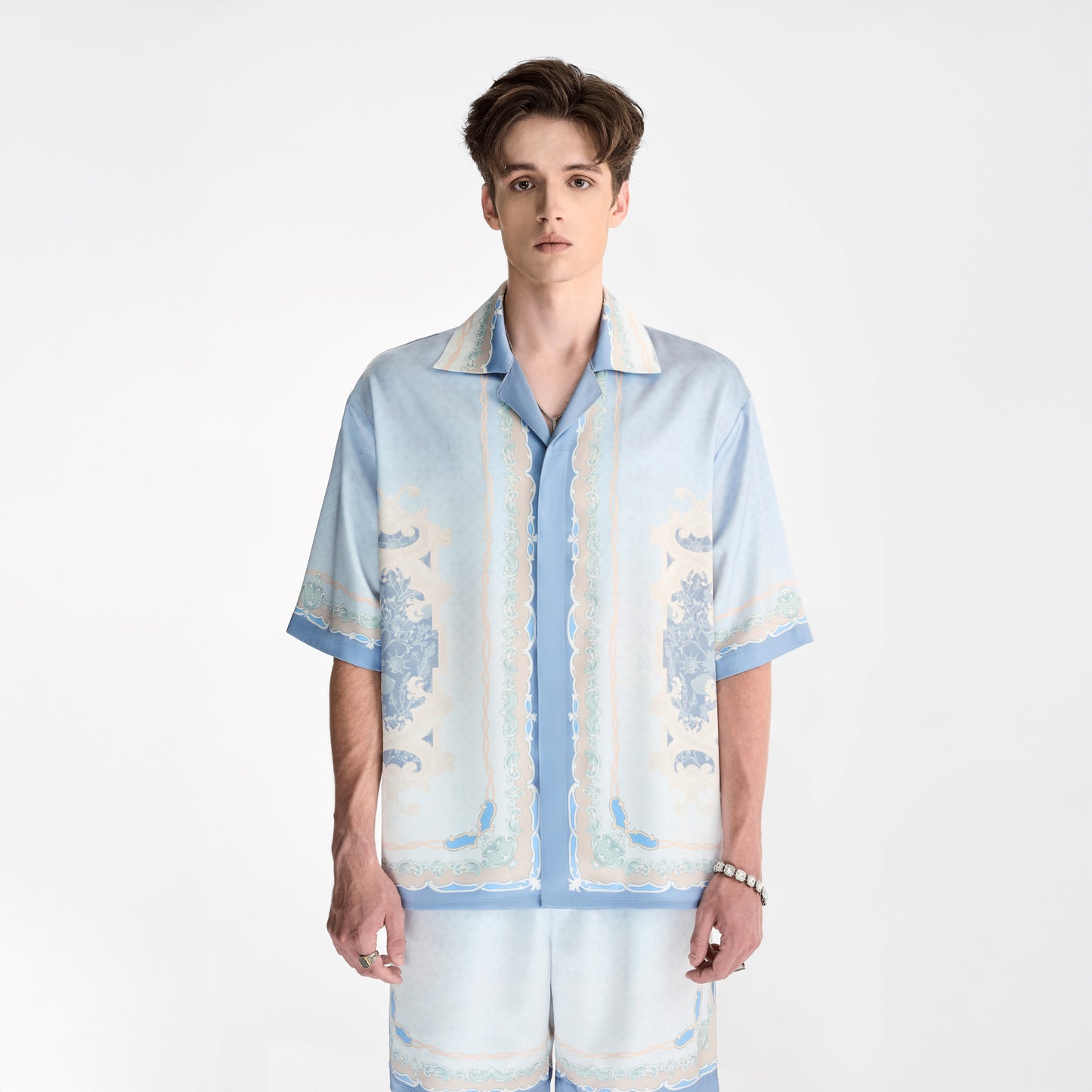 Áo sơ mi lụa Rocaille Marine