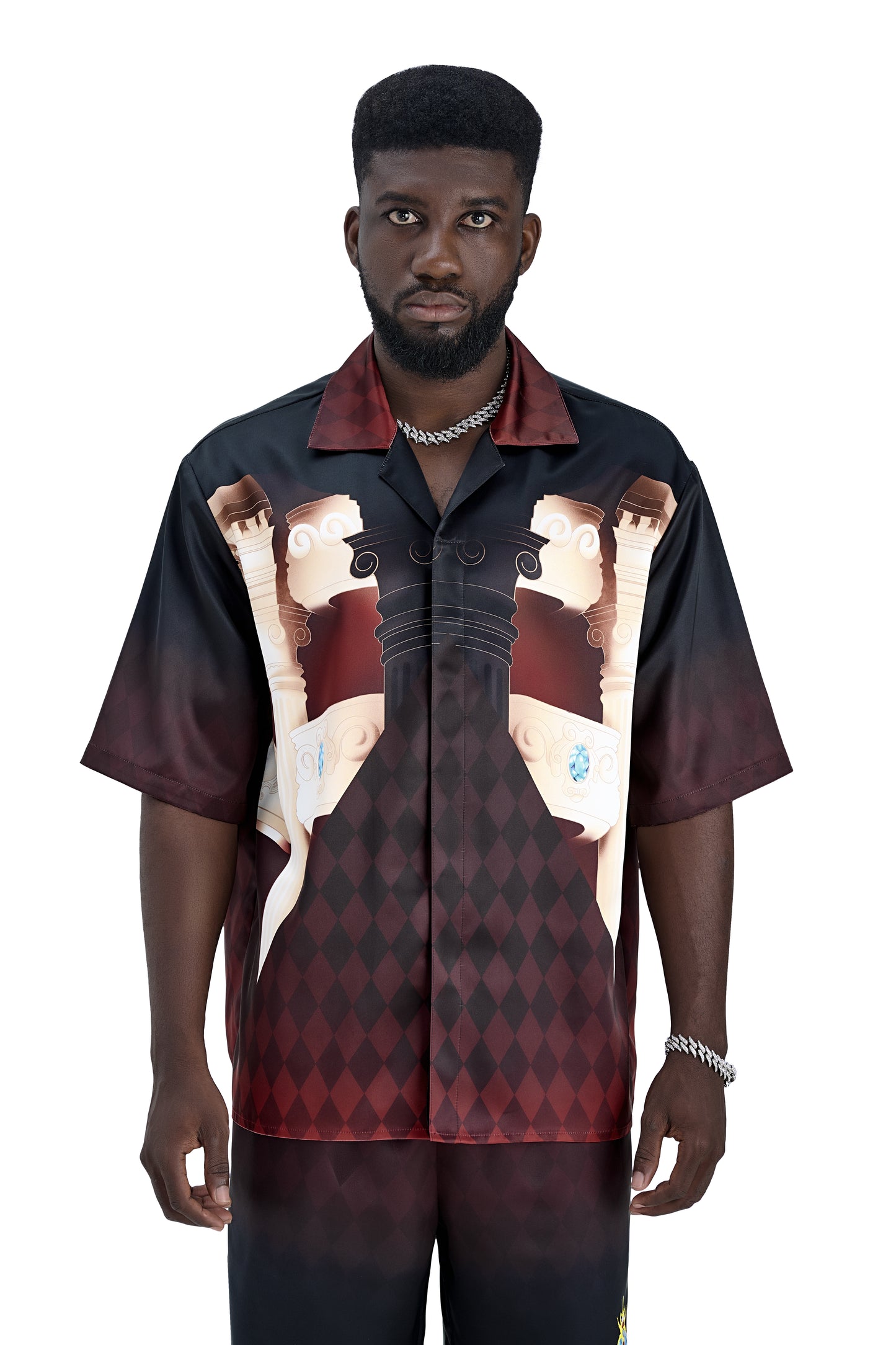 Phantom Silk Shirt | Printed Silk Taffeta Cuban Collar Short Sleeve Shirt