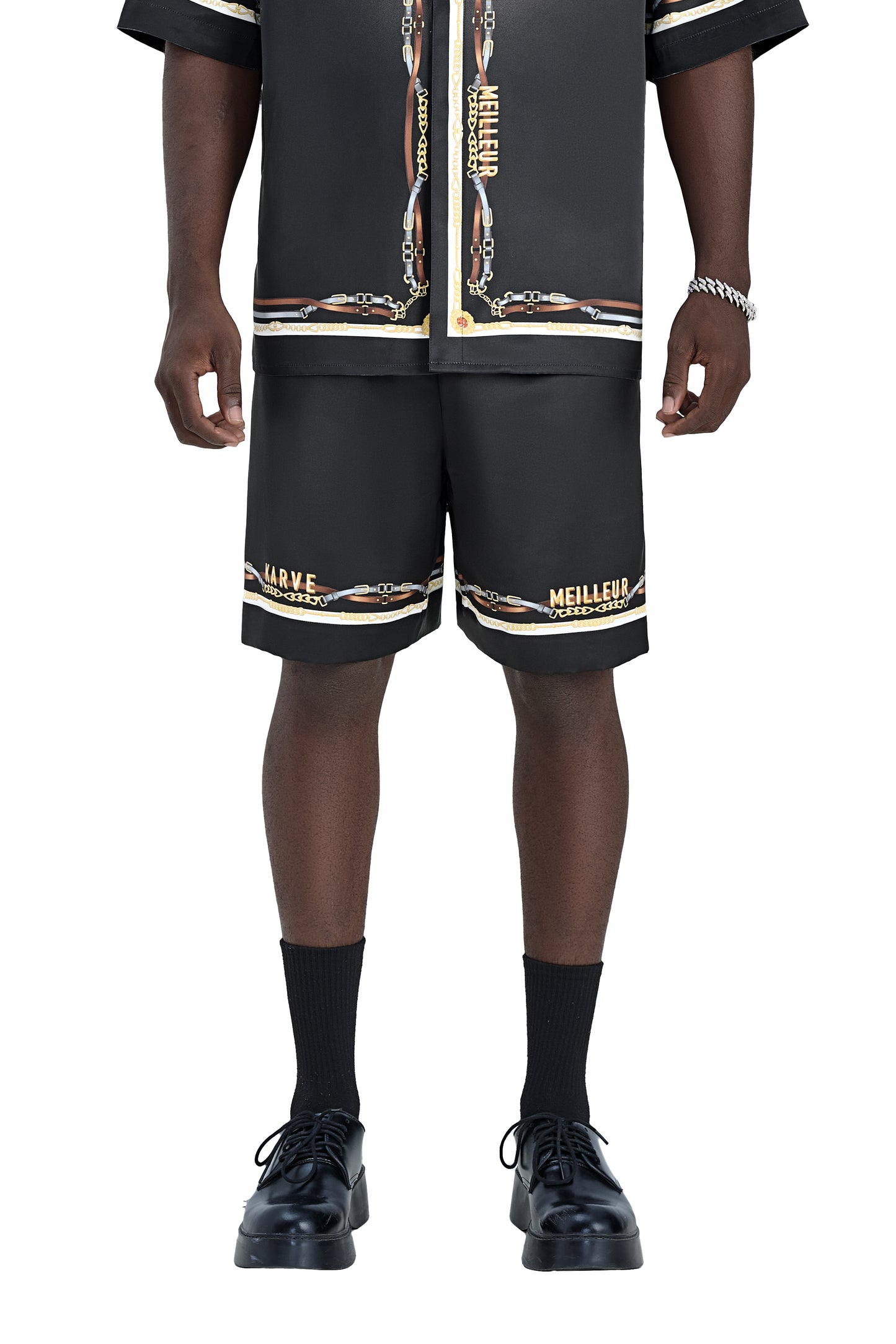 Black Ace Silk Shorts | Printed Silk Relaxed Fit Decadent Dice Game