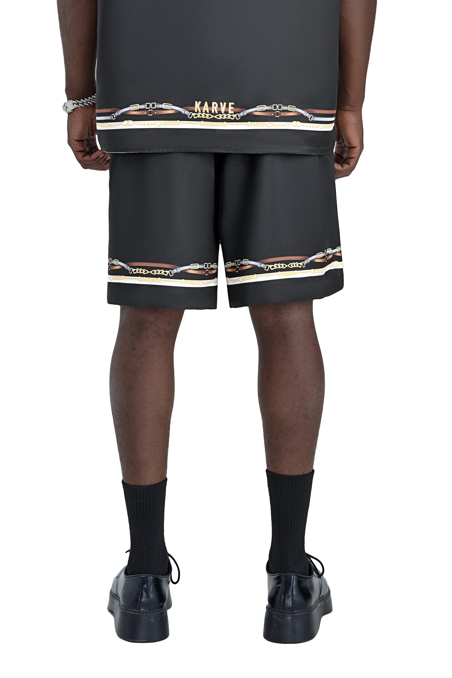 Black Ace Silk Shorts | Printed Silk Relaxed Fit Decadent Dice Game