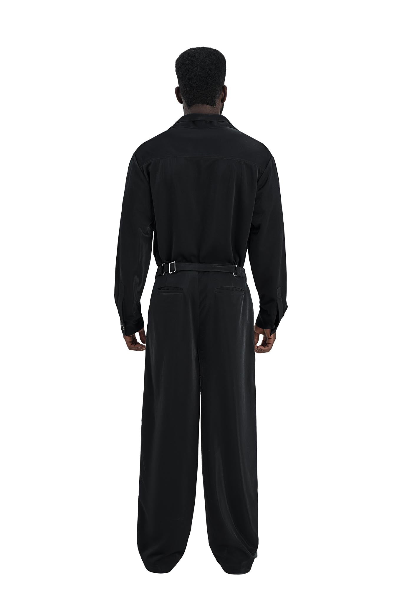 Luna Noir Shirt | Premium Obsidian Black Textured Shimmer Finish