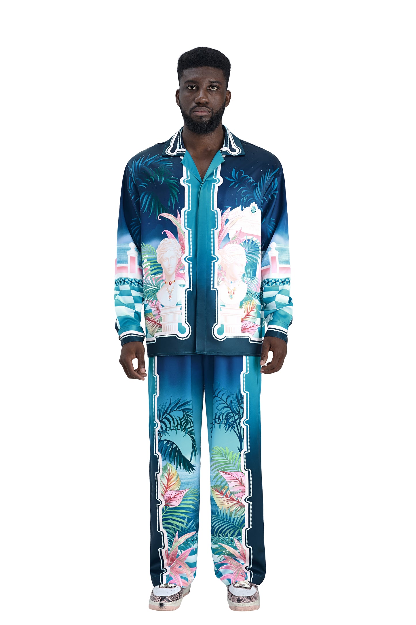 The Playa Duke Silk Pants | Premium Printed Silk Taffeta Luxury Maximalist Tropical Baroque