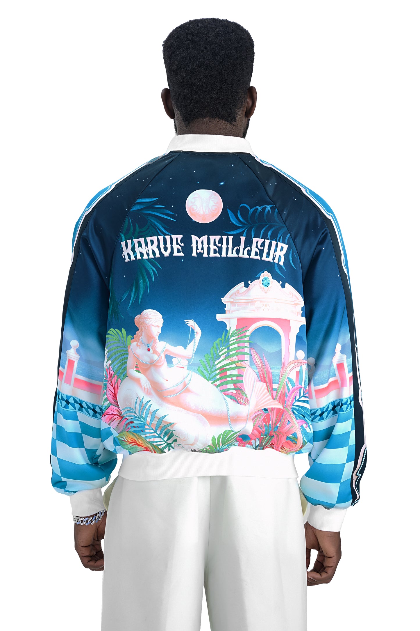 The Playa Duke Silk Bomber | Premium Printed Silk Taffeta Luxury Maximalist Tropical Baroque