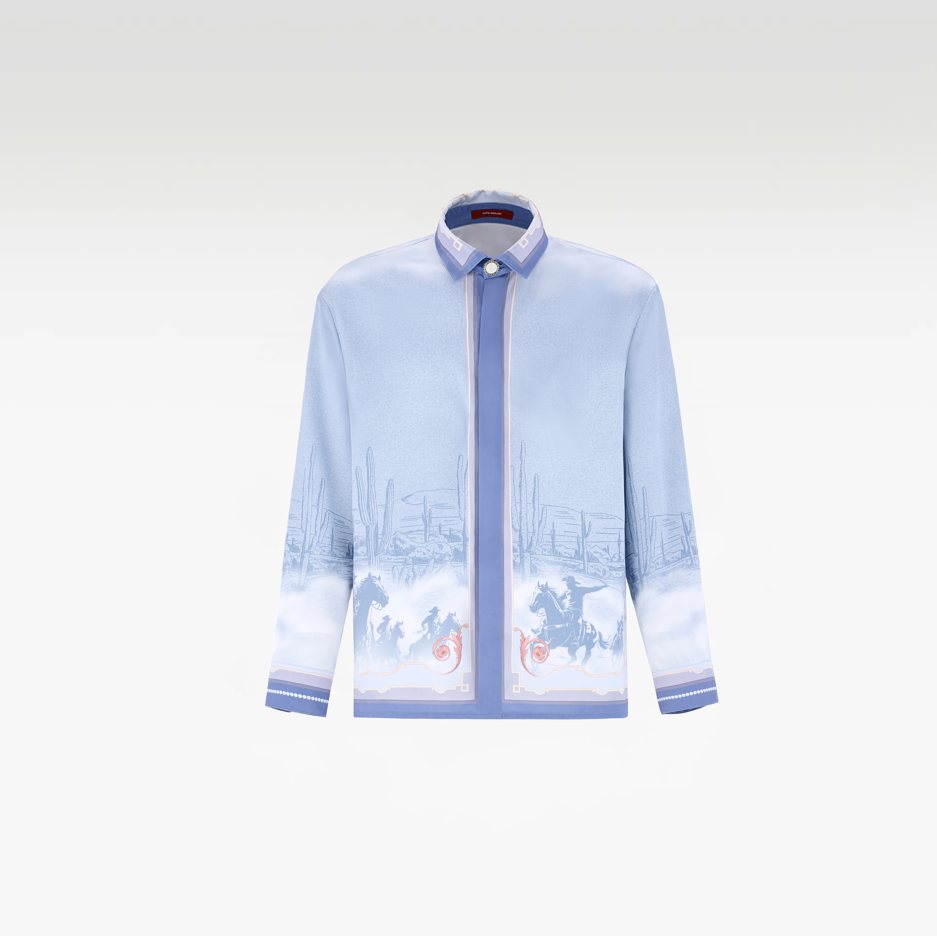 Bit Of Blue Long-Sleeved Silk Shirt