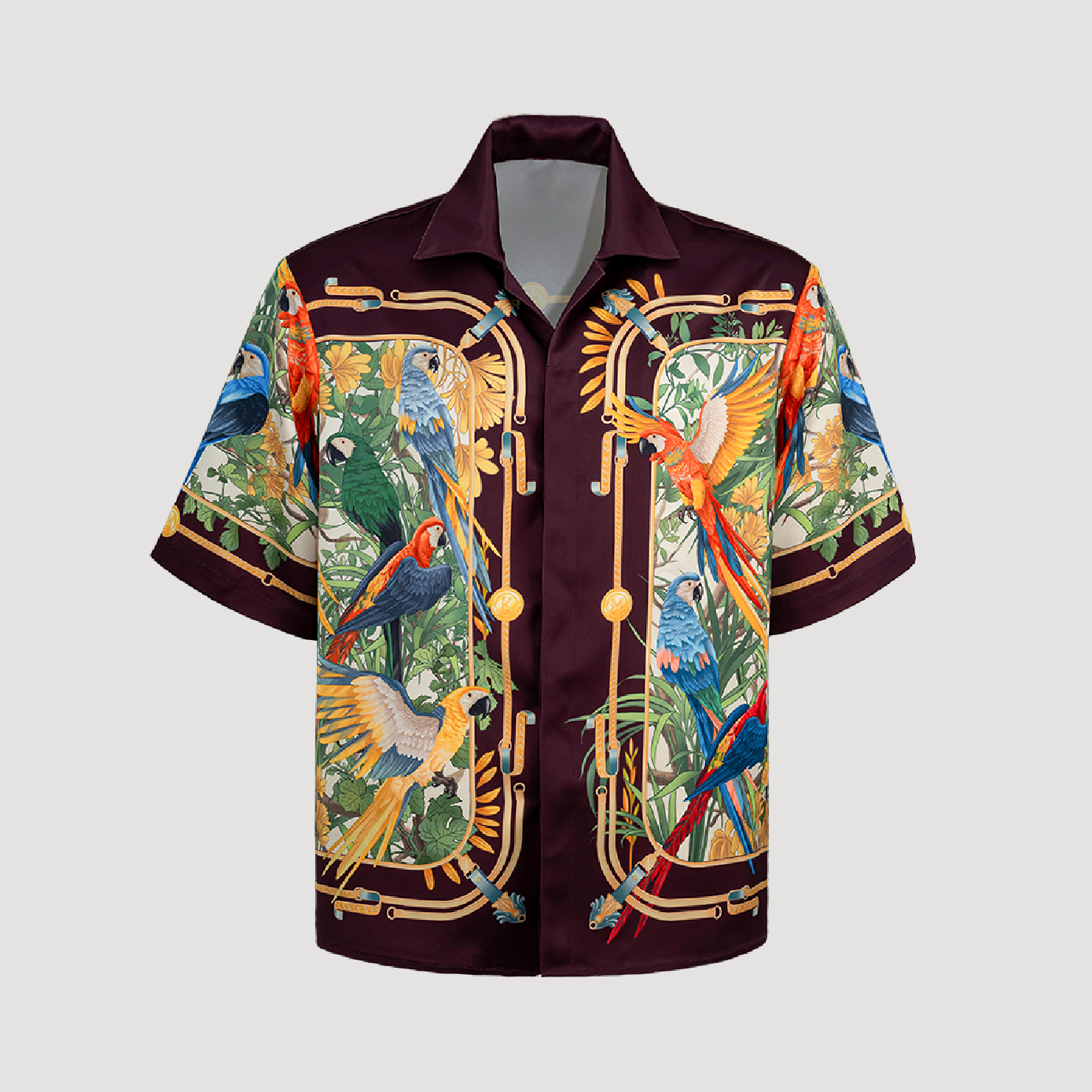Emerald Aviary Silk Shirt | Luxury Baroque Botanical Button-Up