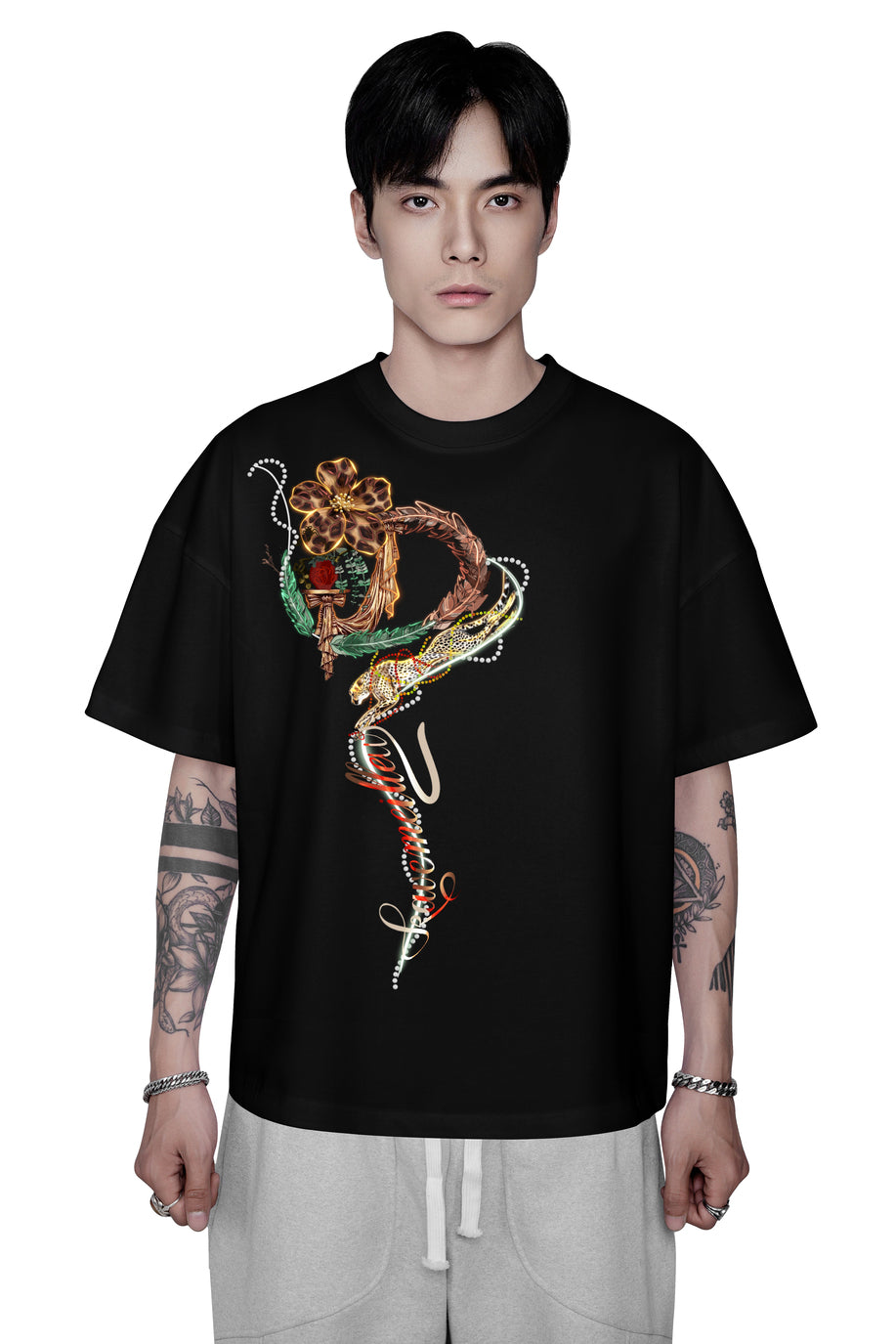 Wild Elegance Tee | Graphic Printed Oversized T-Shirt