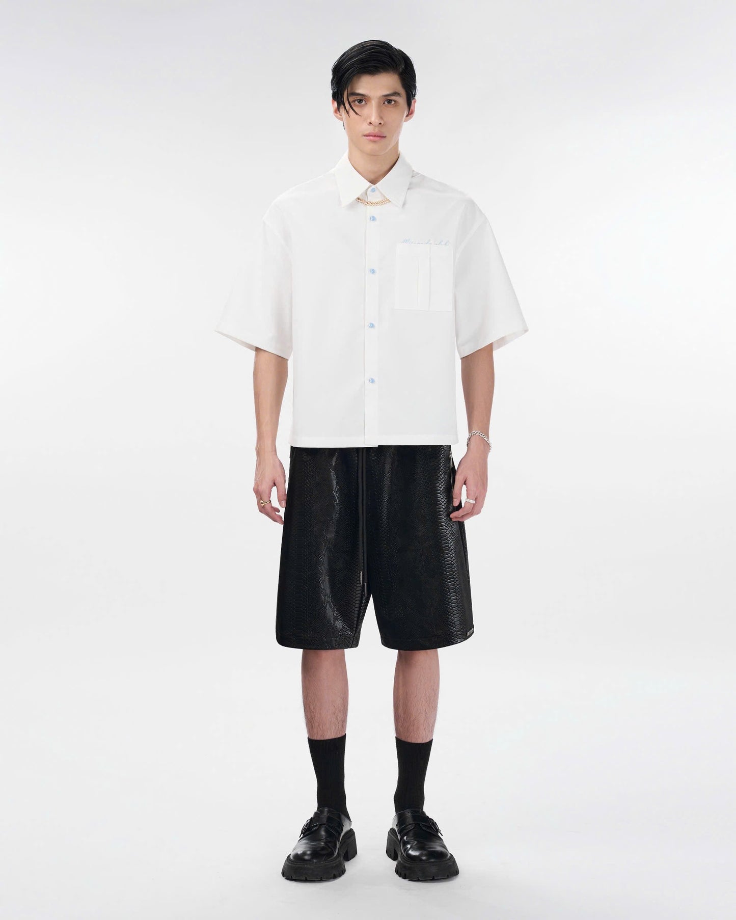 Cross Leather Shorts